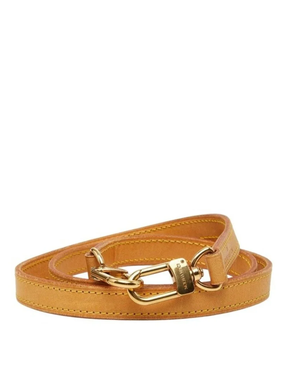 Louis Vuitton Shoulder Strap Beige Gold Leather Plated